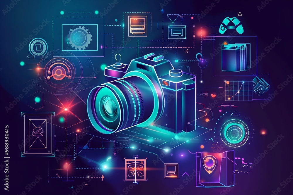 World Photographer Day illustration with graphic icons World Photographer Day illustration with graphic icons