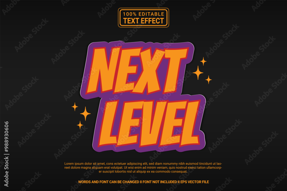 Fototapeta premium Editable text effect - Futuristic Next Level template style modern premium vector