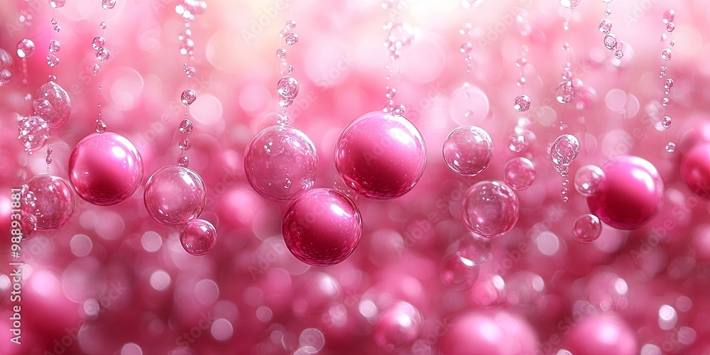 Pink Spheres Suspended in a Dreamy Watery Landscape Pink Spheres Suspended in a Dreamy Watery Landscape