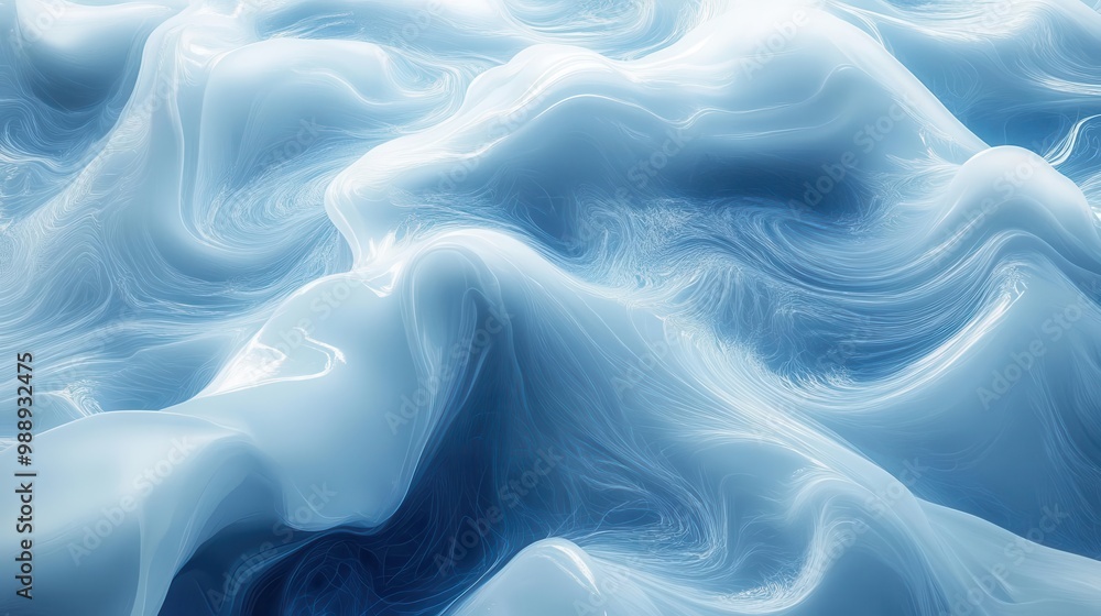 Obraz premium abstract swirling pattern of white and blue hues fluid dreamlike background with soft gradients and organic shapes creating sense of motion and tranquility