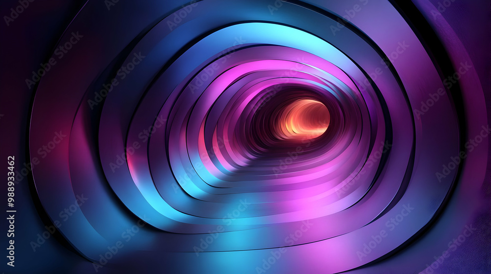 Abstract Tunnel with Neon Lights in Purple and Blue Hues Abstract Tunnel with Neon Lights in Purple and Blue Hues