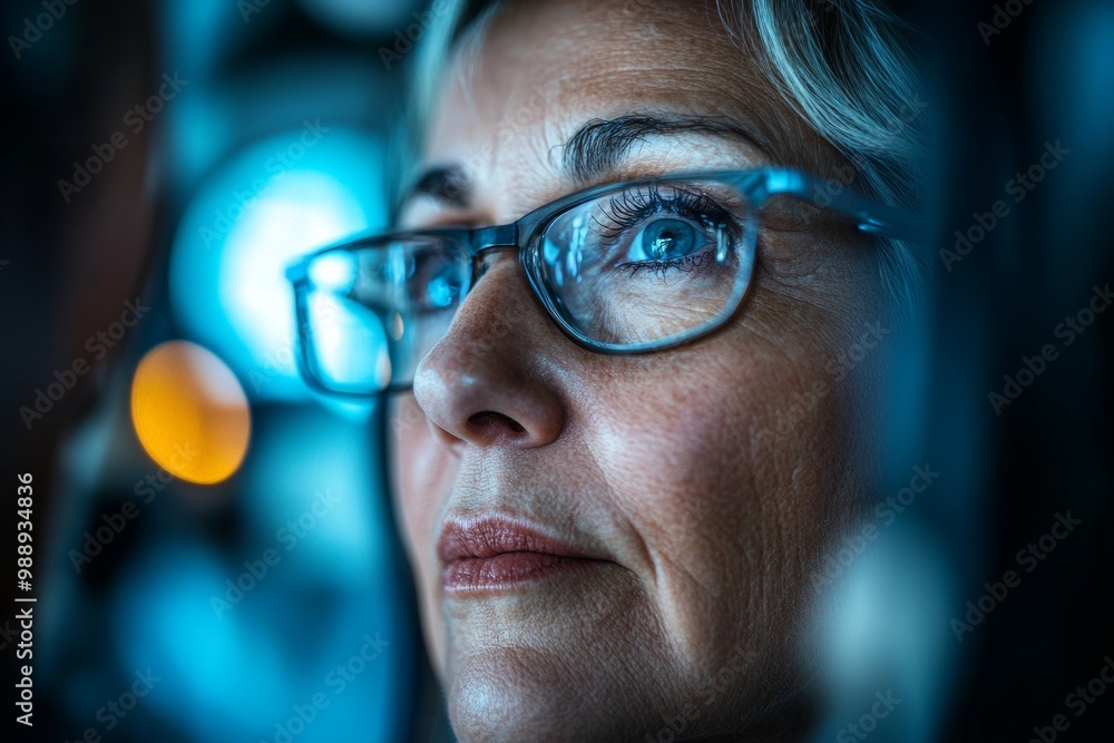Senior woman during eye and vision exam at ophthalmologist's, Generative AI Senior woman during eye and vision exam at ophthalmologist's, Generative AI