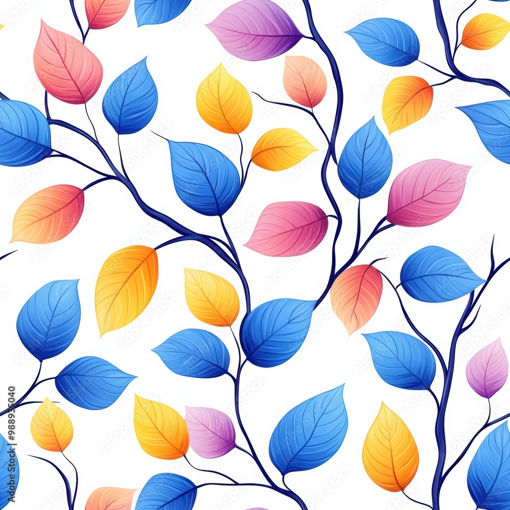 Obraz premium Colorful leaves pattern on a white isolated background.