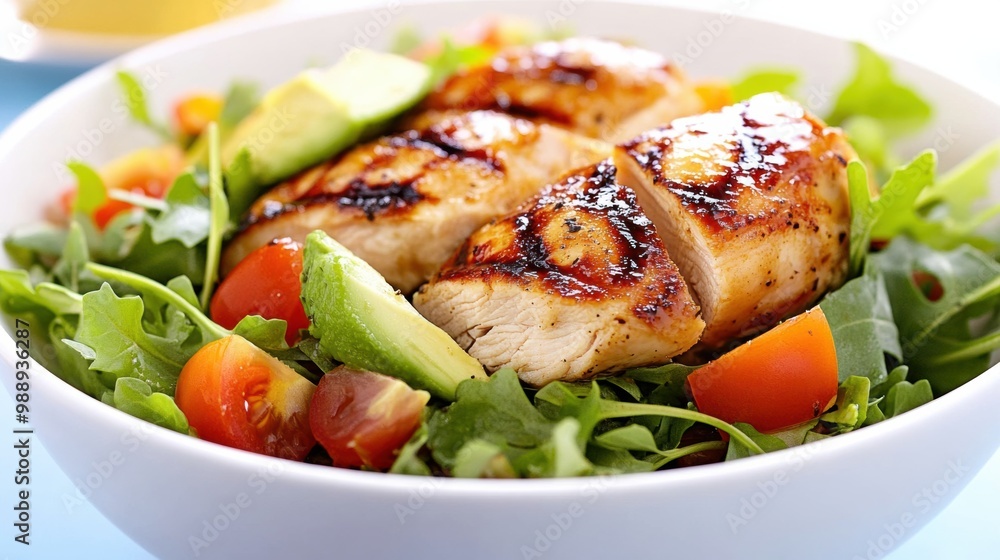 Grilled Chicken Salad with Fresh Vegetables and Avocado Grilled Chicken Salad with Fresh Vegetables and Avocado