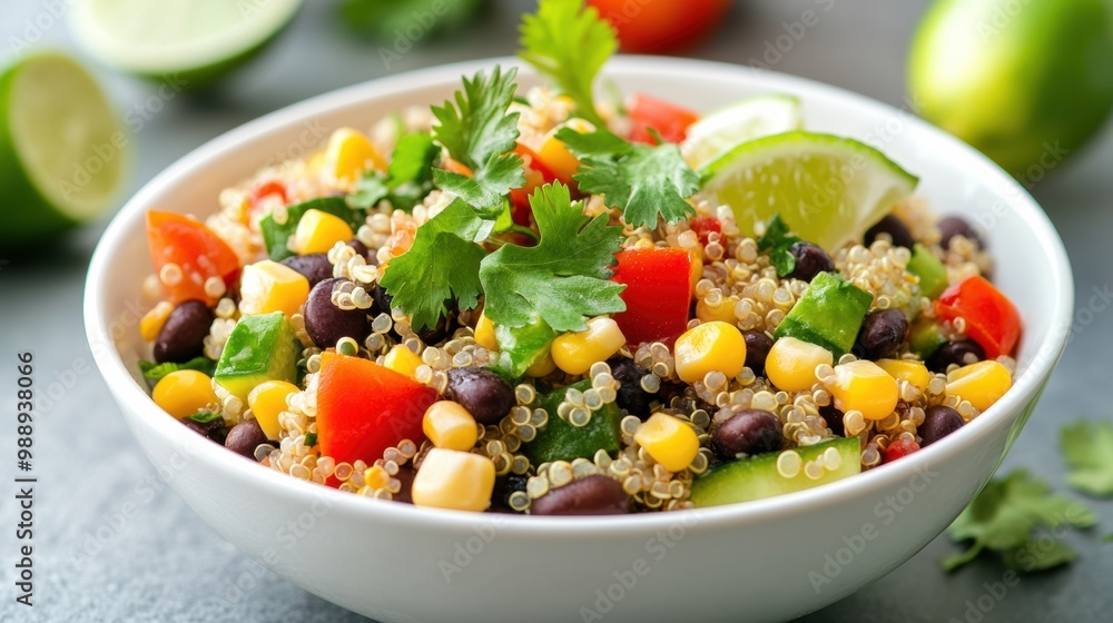 Fresh Quinoa Salad with Vegetables and Lime Slices Fresh Quinoa Salad with Vegetables and Lime Slices