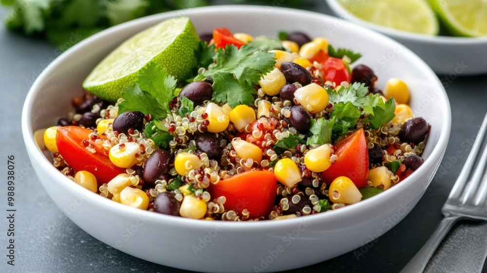 Colorful Quinoa Salad with Fresh Vegetables and Lime Colorful Quinoa Salad with Fresh Vegetables and Lime