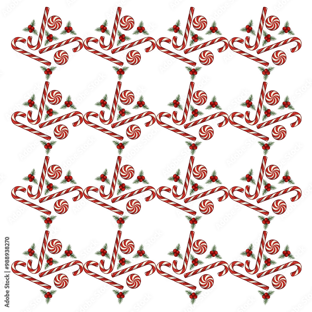 Red white candy illustration seamless pattern for winter season. Background, wallpaper, border Red white candy illustration seamless pattern for winter season. Background, wallpaper, border