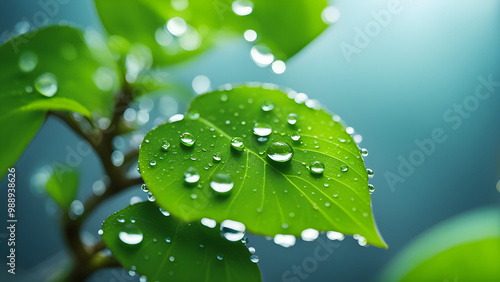 water drops on green leaf