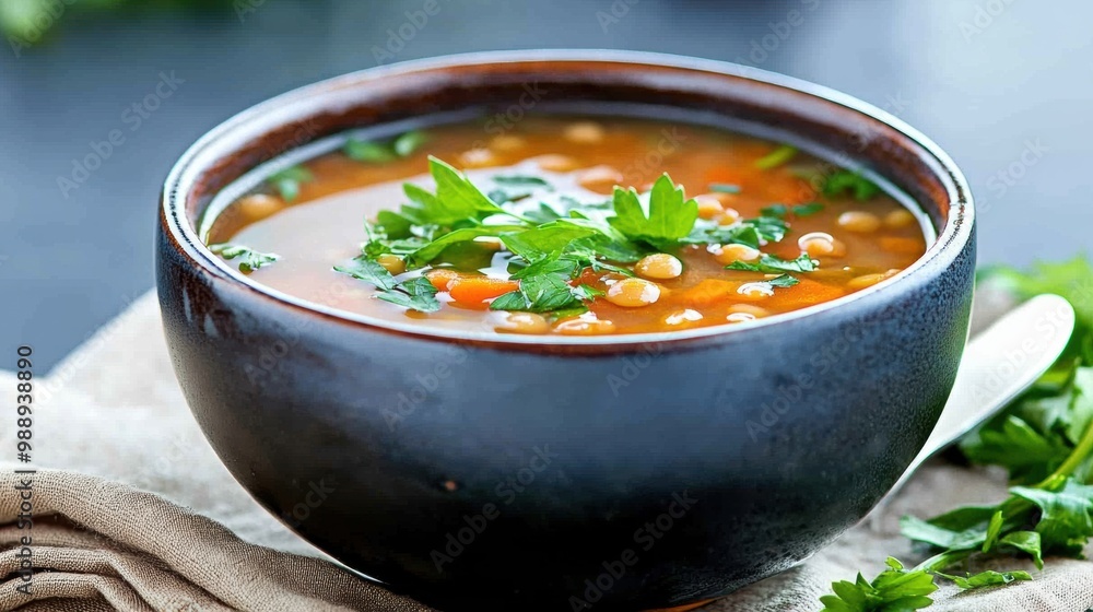 Fresh Vegetable Soup in a Rustic Bowl Fresh Vegetable Soup in a Rustic Bowl