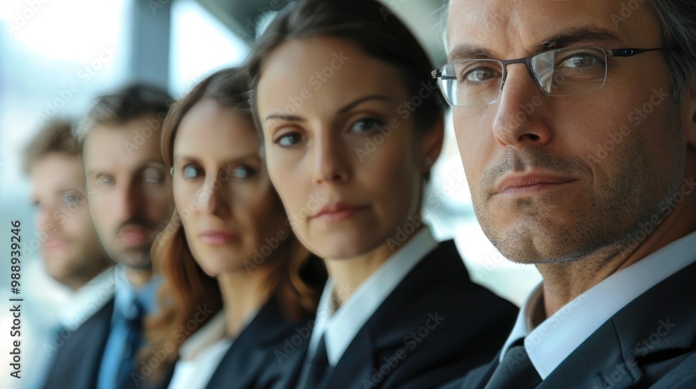 High-pressure corporate environment, business team focusing on critical decisions, sharp facial details High-pressure corporate environment, business team focusing on critical decisions, sharp facial details