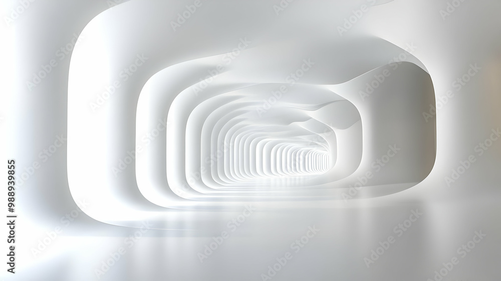 Abstract White Tunnel with Glowing Light: A Futuristic Design Abstract White Tunnel with Glowing Light: A Futuristic Design