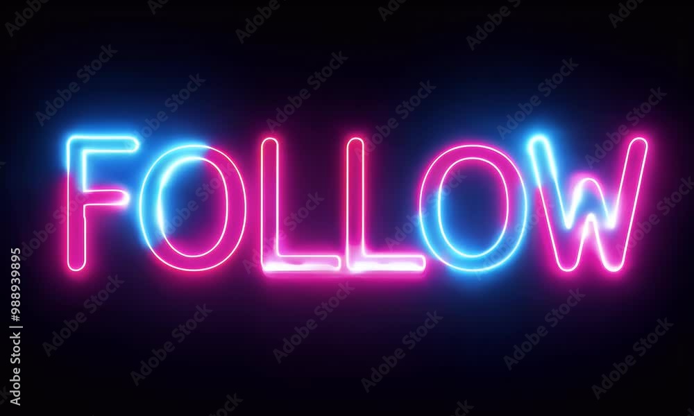Animated video of neon led sign glowing with the word Animated video of neon led sign glowing with the word