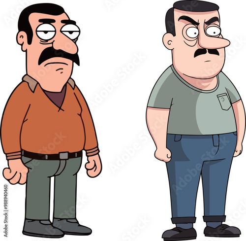 Two cartoon men with serious expressions