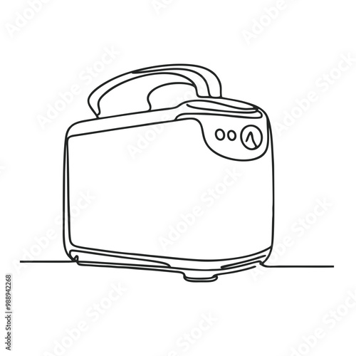 Bread maker. Icon. Vector drawing. One line art. A simple drawing of a continuous line of a kitchen electric appliance. 