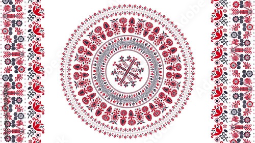 Traditional Hungarian motion graphic repeating loop, abstract 4k design