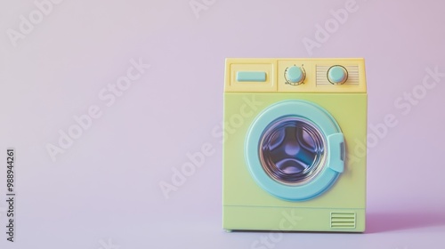 Adorable Pastel Green Toy Washing Machine with Soft Blue Buttons photo