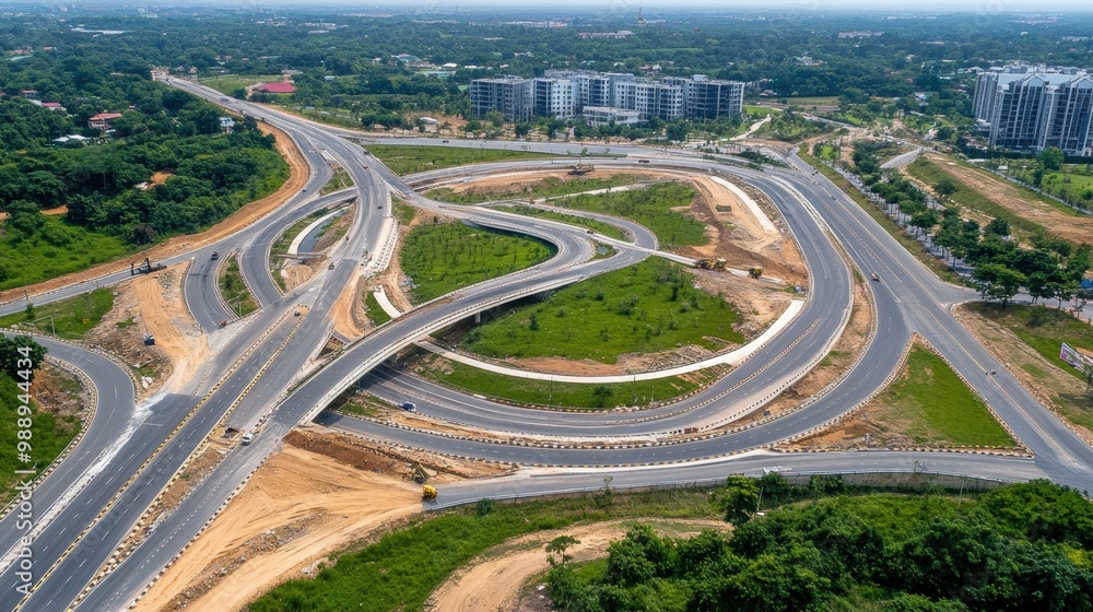 Aerial View of Modern Interchange and Urban Landscape Aerial View of Modern Interchange and Urban Landscape