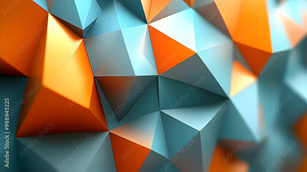 Abstract Geometric Shapes in Orange and Blue Abstract Geometric Shapes in Orange and Blue