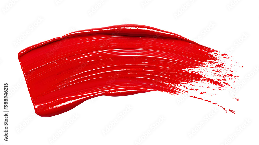thick, red color stroke, with round edges and straight line, drawn using a lipstick, glossy, on an white background thick, red color stroke, with round edges and straight line, drawn using a lipstick, glossy, on an white background