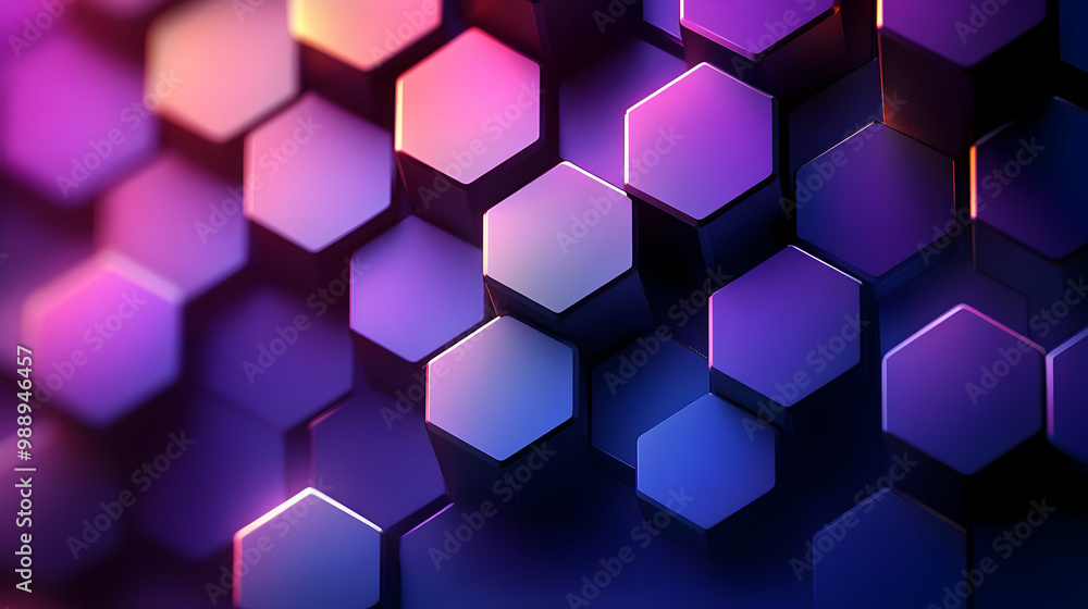 Abstract Geometric Pattern with Hexagon Shapes in Purple and Blue Abstract Geometric Pattern with Hexagon Shapes in Purple and Blue