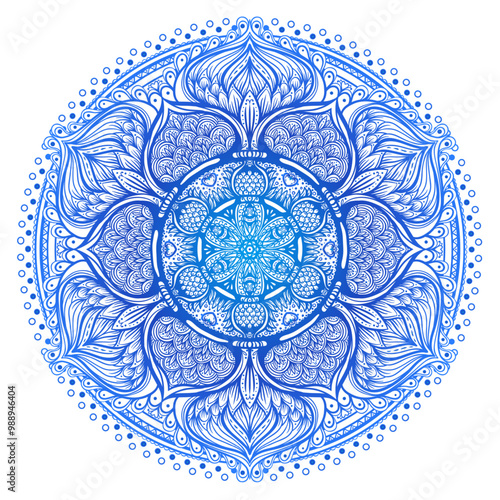 Vector ornamental mandala inspired ethnic art, patterned Indian paisley. Hand...
