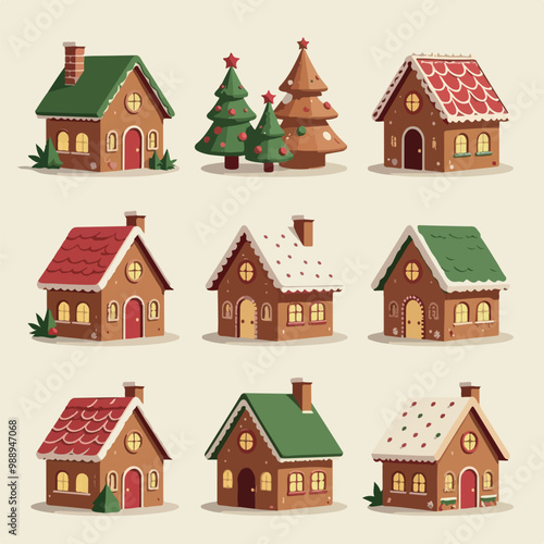 Collection of decorated gingerbread houses