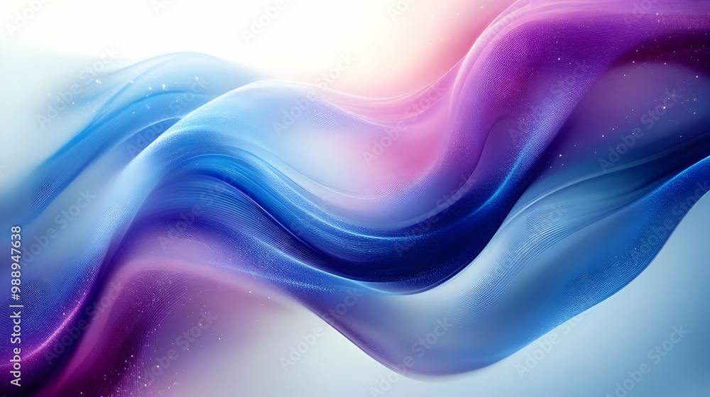 Fototapeta premium Abstract Blue and Purple Waves with Glimmering Sparkle