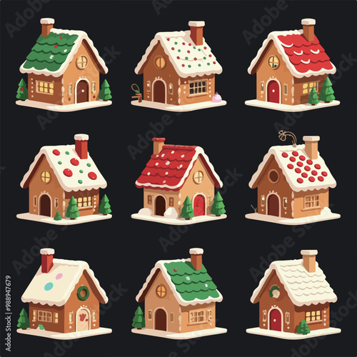 Collection of decorated gingerbread houses