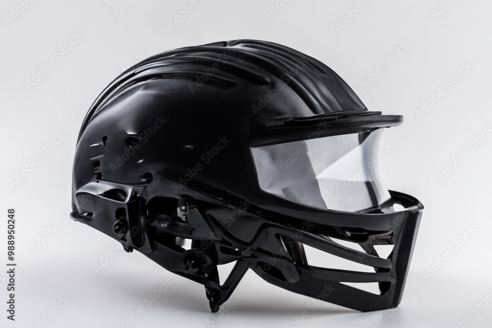 Naklejka premium Man with helmet in white and on white . safety protection concept. footballer sports helmet in white on a . a man sports a helmet in white on lifestyle a.