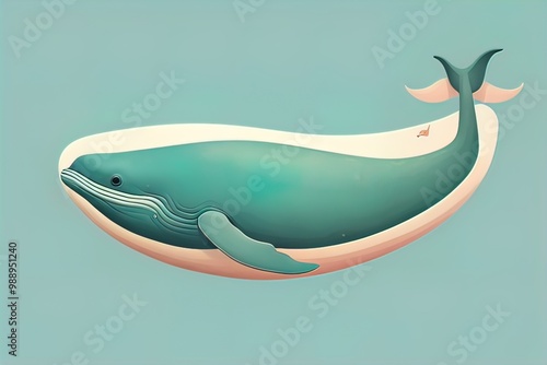 Blue whale isolated on a solid clor background. ai generative photo