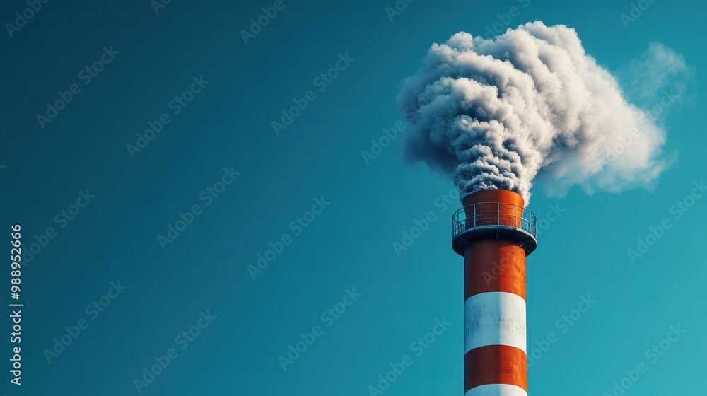 Industrial Emissions Rising from a Chimney Stack Industrial Emissions Rising from a Chimney Stack