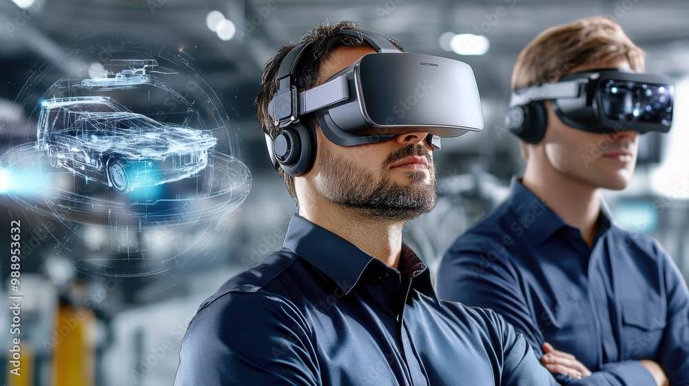 Modern Men Using Virtual Reality Technology in Workshop Modern Men Using Virtual Reality Technology in Workshop