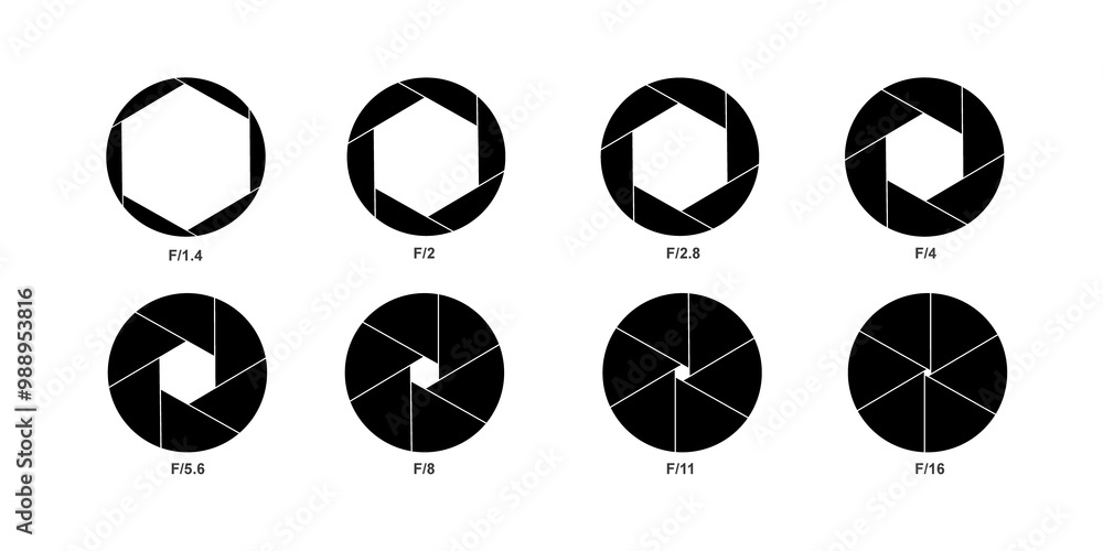 Set of Camera shutter Diaphragm Icons and symbol, camera Aperture and ...