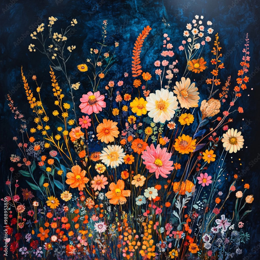 Obraz premium Vibrant flower bouquet on dark background