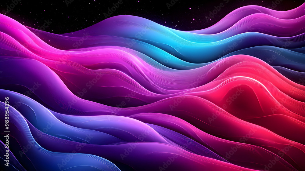Abstract Waves of Color with a Starry Sky Background Abstract Waves of Color with a Starry Sky Background