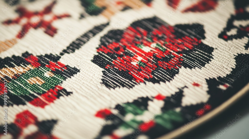 Close-Up of Colorful Traditional Textile Pattern Close-Up of Colorful Traditional Textile Pattern