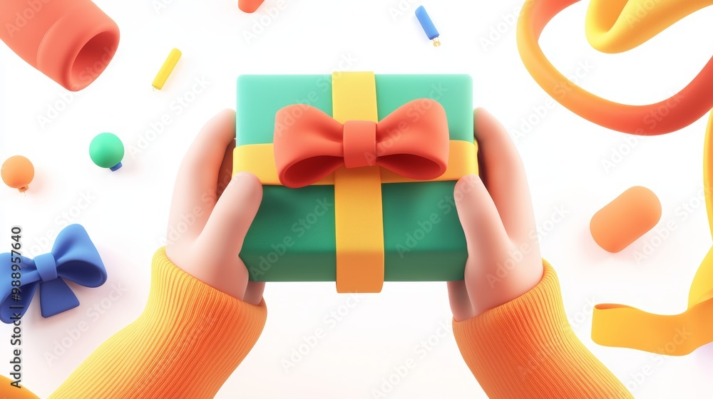 Hands carefully wrapping gifts in beautiful, reusable fabric wraps and recycled ribbons Hands carefully wrapping gifts in beautiful, reusable fabric wraps and recycled ribbons