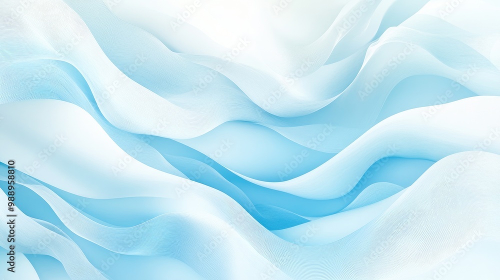 Obraz premium Beautiful white and light blue gradient background with abstract flowing waves, perfect for eco-friendly and nature-themed visual projects