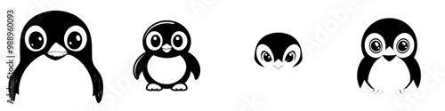 Illustration for kids and babies of a cute and cuddly penguin raising its wings.