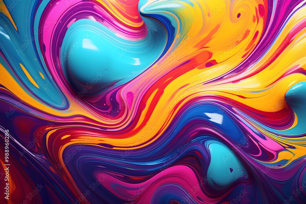 Fototapeta premium A close up of a colorful abstract painting with waves. Generative AI. 