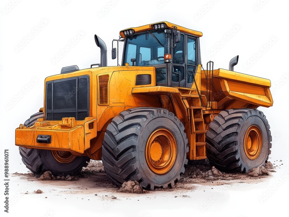 Heavy yellow dump truck on an isolated white background. Heavy yellow dump truck on an isolated white background.