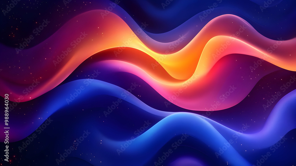 Abstract Waves of Color with Glittering Background Abstract Waves of Color with Glittering Background