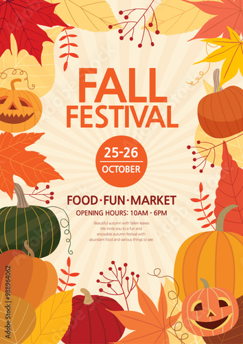 Autumn Pumpkin Festival Halloween Poster Background Image
