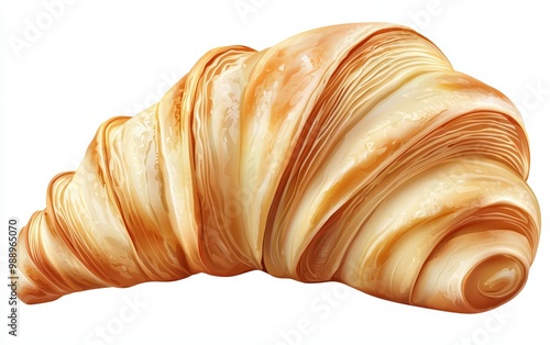 A golden brown croissant with visible flakiness photo