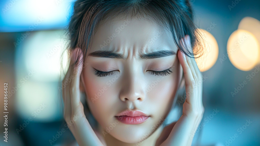 Asian Woman Rubbing Her Eyes in Soft Light Asian Woman Rubbing Her Eyes in Soft Light