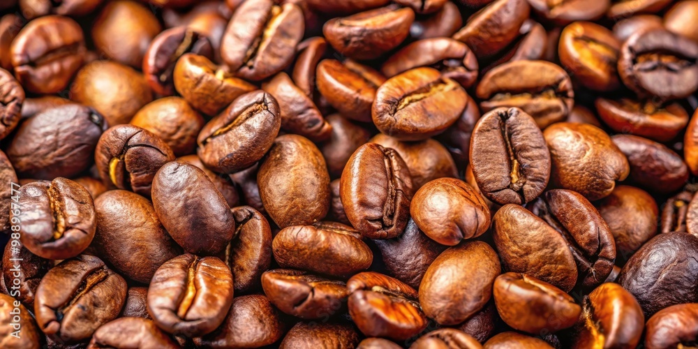 Close up of freshly roasted coffee beans with rich aroma and texture Close up of freshly roasted coffee beans with rich aroma and texture