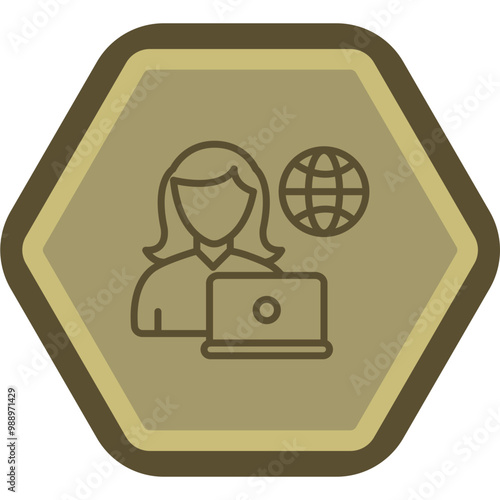 Remote Female Worker Icon Design