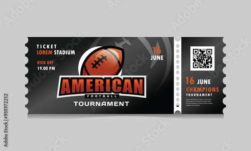 American football match entrance ticket paper template design