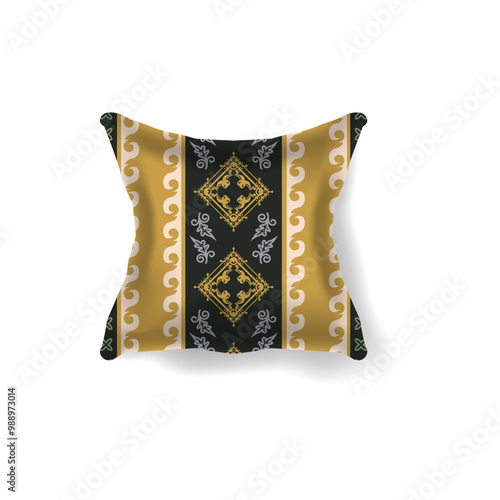 3d mockup pillow with traditional batik pattern vector