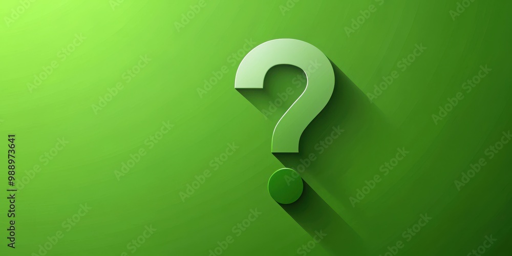 rendering of a question mark icon on a green background with a shadow rendering of a question mark icon on a green background with a shadow